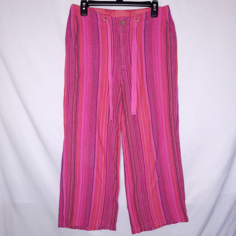 Sundance Pants Womens XS Striped Pink Hana Gauze Wide Leg
